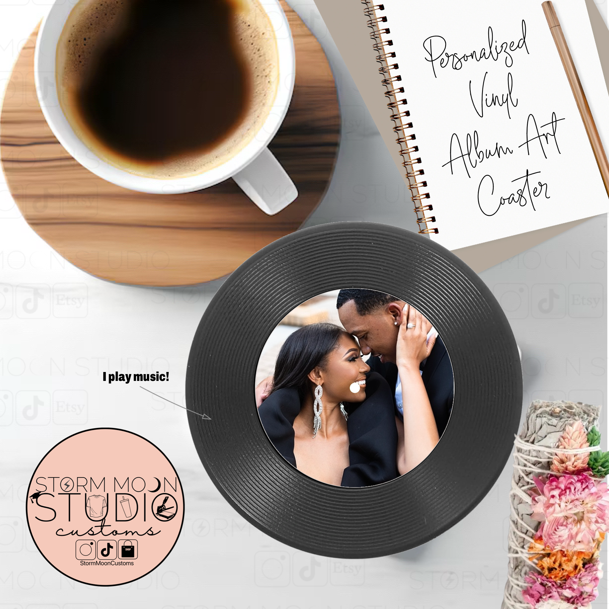 Personalized Vinyl Record Coasters